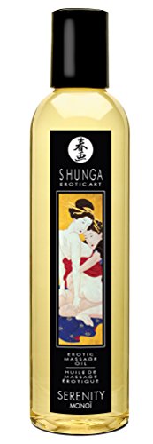 Shunga Aceite Masaje Serenity, MonoÏ, Color Amarillo Translúcido - 250 ml, 7.5 cm x 19 cm x 7.5 cm