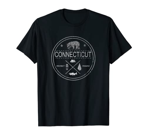Connecticut Antiguo Vintage Proteger Bosque Senderismo Regalo Camiseta