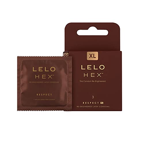 LELO HEX Respect XL, Condones Talla Grande. Pack de 3 Preservativos XL Finos y Sensibles, Lubricados y Muy Resistentes. Los Mejores Condones XL