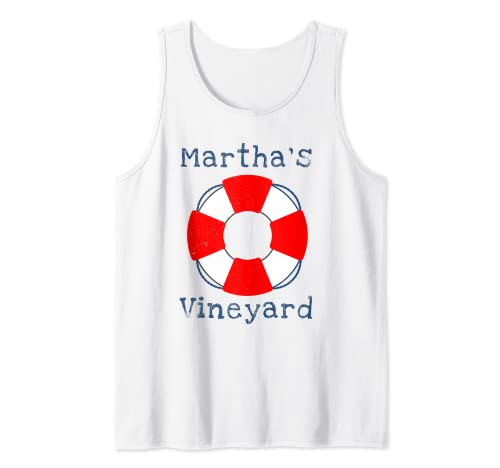 Antiguo Marthas Viñedo Verano Beach Life Preserver Camiseta sin Mangas