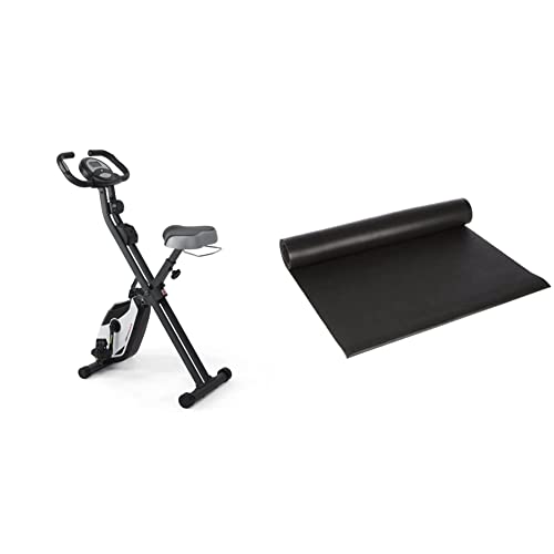 Ultrasport F-Bike Heavy estática, Aparato doméstico, Bicicleta Fitness con Consola y sensores de Pulso en Manillar + Esterilla de fitness multifunción en 3 tamaños, esterilla para aparatos de fitness