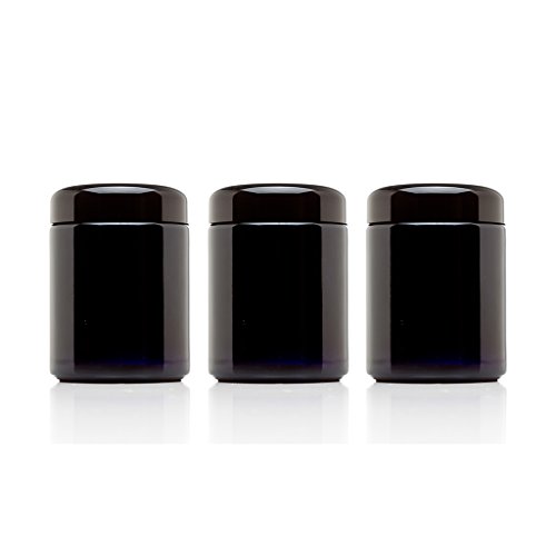 Infinity Jars – Tarro de 250 ml alto negro ultravioleta rellenable de cristal con tapón de rosca