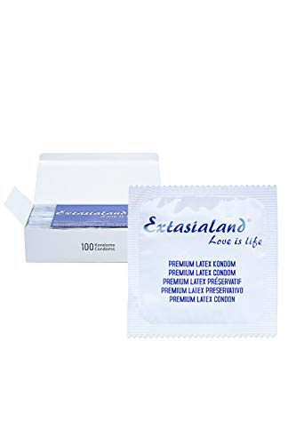 Extasialand Condones de marca 100 condones lisos y transparentes en el práctico formato ahorro Preservativos