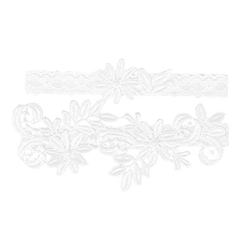 BESTOYARD Liga vintage de encaje elástico suave novia dama de honor elegante boda accesorios 2 unidades (blanco), Blanco