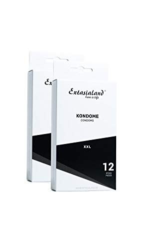 Extasialand pack de 12 preservativos de marca lisos y transparentes XXL en un paquete doble – Productos de marca para el sexo XXL Condones en la suscripción de ahorro