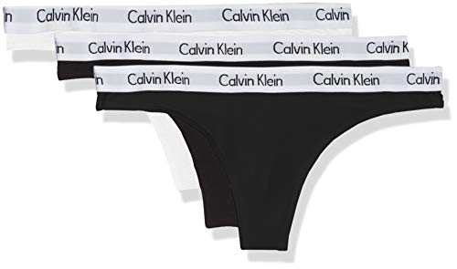 Calvin Klein 000QD3587E Tanga, Negro (Black/White/Black Wzb), Talla única (Talla del Fabricante: X-Small) para Mujer