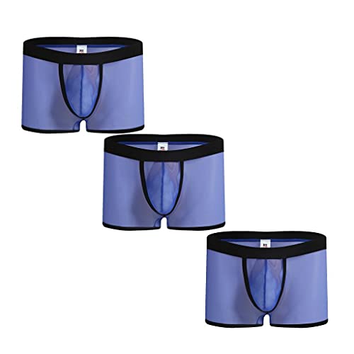 Zhiyao Juego de 3 calzoncillos tipo bóxer para hombre, transpirables, suaves y transpirables., azul oscuro, XL