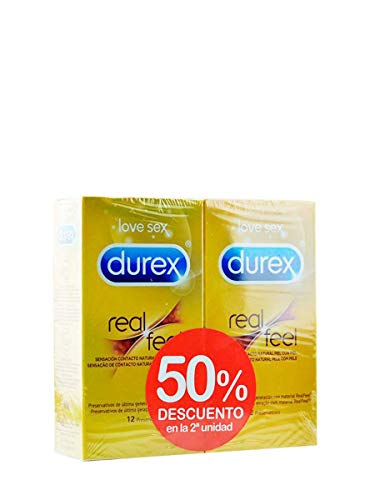 Durex DUPLO Preservativos Real Feel Sin Latex, 2x12Uds