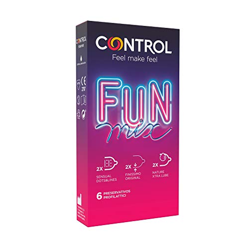 Control Preservativos Sensual Fun Mix. Caja de 6 Condones Variados, Lubricados, Placer, Sexo Seguro. Disfruta de unos Preservativos con Ajuste Perfecto para una Relación Segura.