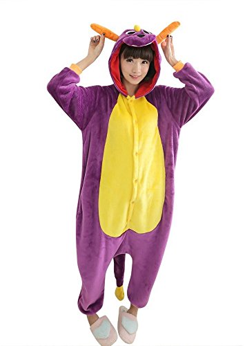 Pijama Kigurumi - Confeccionado en una pieza - Ideal incluso como disfraz de animal para carnaval, Halloween, fiestas cosplay, suave y cómodo de usar Dragón Large