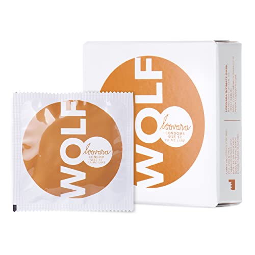 Loovara - Pack de 3 Preservativos - Condones Tamaño 57 - Talla Wolf - Preservativos Finos Hechos de Caucho Justo - Variedad de Tallas de Condones para Hombres - Caja Condones Condom Men Veganos