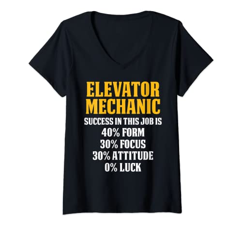 Mujer Técnico de Éxito de Mantenimiento de Mecánico de Camiseta Cuello V