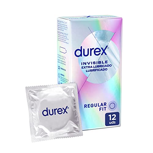 Durex Preservativos Invisible Extra Lubricado, Ultra Fino Diseñado para Maximizar Sensaciones, 12 condones