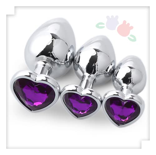 XaiYimee Juego de 3 Piezas de Perlas de Masaje de Confort de Metal de Acero Inoxidable con Piedras Preciosas en Forma de corazón Gây ?n?l Bütt ?l?g