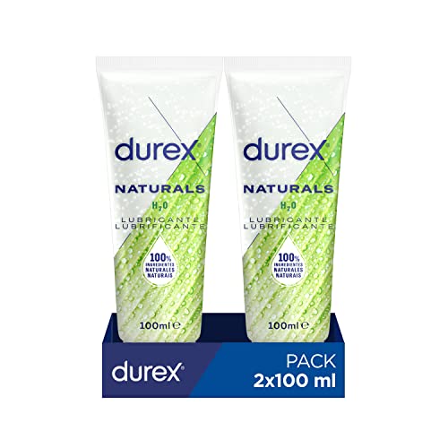 Durex Naturals Lubricante a Base de Agua, 100% Natural sin Fragancia, Colorantes ni Agentes Irritantes – 100 ml x 2 Unidad ( Paquete de 1)