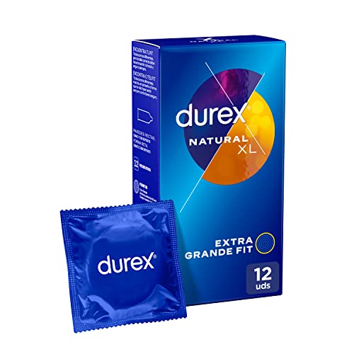 Durex Preservativos Natural XL, para Confort y Seguridad, 12 condones XL Extra Grandes