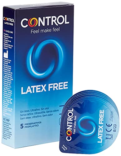 Control Preservativos Latex Free - Caja de 5 Condones de Poliuretano, Ultrafinos, Sin Olor, Lubricados, Sexo Seguro. Disfruta de unos Preservativos con Ajuste Perfecto para una Relación Segura.