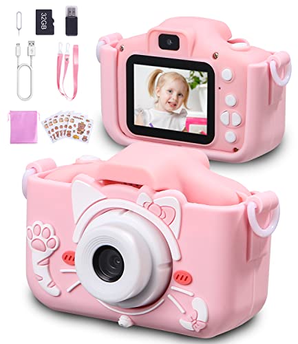 Fotos Digital para Niños,Cámara Fotos Infantil con 32GB TF Tarjeta Pantalla de Protección Ocular IPS de 1080P 2,0