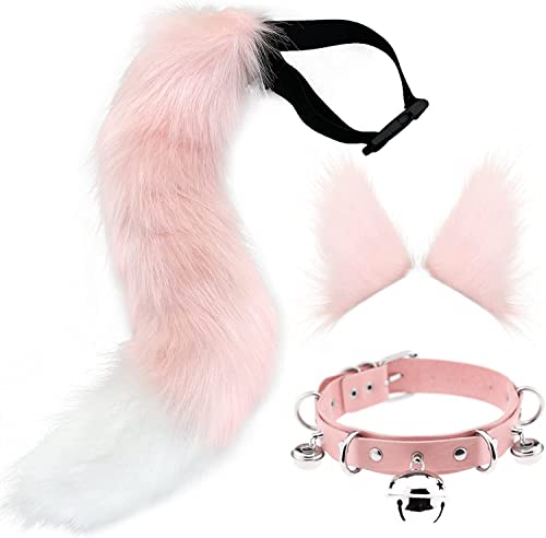DRESHOW Fox Faux Fur Tail Cat Ears Hair Clip Halloween Party Costume Neck Gargantilla Cosplay Set para Adulto Adolescente