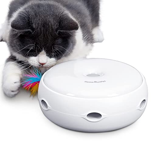 HAPPY HACHI Juguetes Gatos Interactivos con 2 Plumas, Juegos Automático para Gato Adultos Pequeños, Juguete Inteligencia para Gato Interior (1 Juguetes)