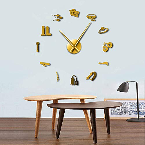 GUDOJK  Tienda Vector DIY   Reloj de Pared Erótico Arte de Pared Íntimo Juegos de Papel Obra Moderna Reloj Reloj de Pared Hogar Sala de Estar Decoración 37inch