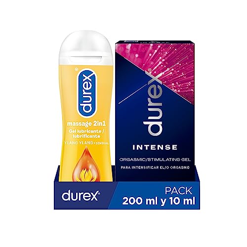 Durex Gel Lubricante Massage Sensual + Gel Intense | Pack Geles Sexuales, Negro, 2 Unidad, 210 Mililitro