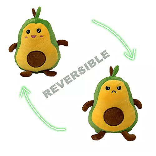 Aguacate Reversible Peluche Real Food - Cambia de Humor - Comida Sana - Aguacates Super Suave - Juguetes muñecos - Cara Feliz niños