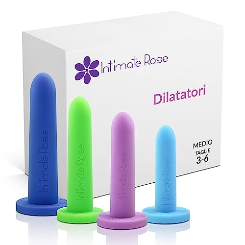 Paquete mediano de 4 dilatadores Intimate Rose de silicona para mujeres y hombres, dispositivo médico para el alivio del dolor pélvico en los tamaños 3-6