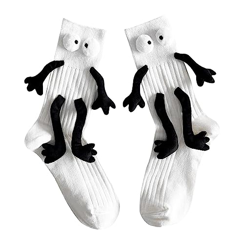 Tytlyworth Calcetines de Pareja Divertida | Calcetines magnéticos para Sujetar con la Mano - Calcetines Blancos y Negros Regalos para el Día del Niño, Navidad, Cumpleaños