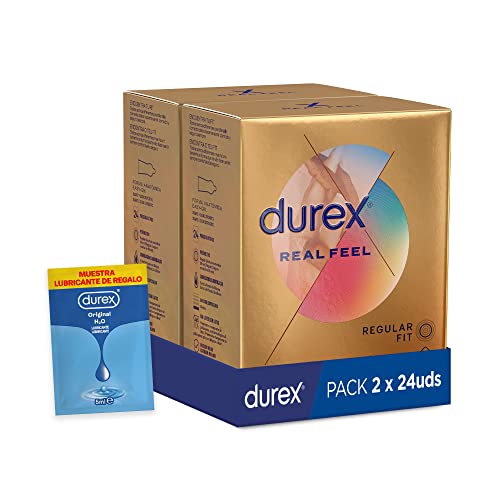 Durex Preservativos Real Feel - Condones Sensitivos Sin Látex - Duplo Pack 48 unidades