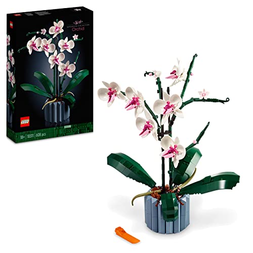 LEGO 10311 Icons Orquídeas, Flores Artificales, Decoración Casa y Oficina, Kit Manualidades Adultos, Colección Botanical, Maqueta Planta Y Arreglo Floral, Regalo Mujeres y Hombres