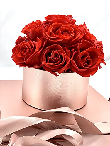 Ramo de Rosas preservadas - Bouquet Rosas Rojas eternas - Rosas eternas en Caja Regalo (14 Rosas Rojas Caja Oro Rosa)