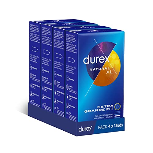 Durex Preservativos Originales Natural Plus Talla XL 4x12 condones Más Grandes