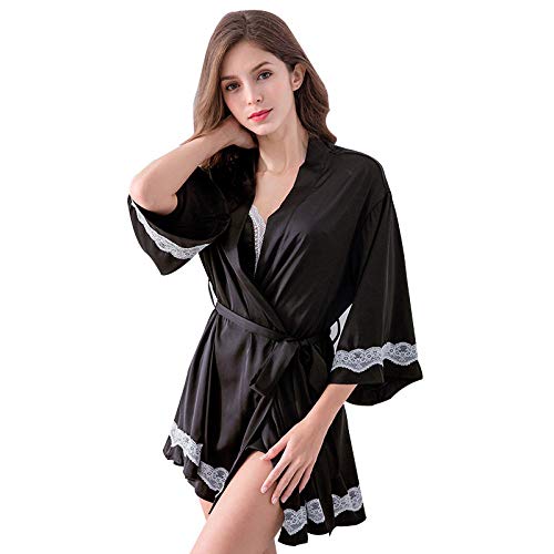 Lenceria Sexy Mujer Abierta Pijama Casero De Lencería Sexy con Hombros Caídos Tentación-Negro_S