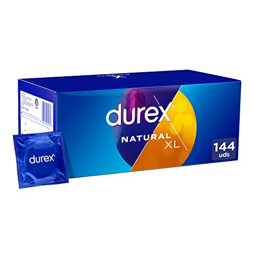 Durex Preservativos Natural XL, para Confort y Seguridad, 144 condones XL Extra Grandes