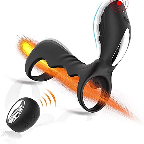 STUKE Péné Aņīlló Vîbrådôr Clītórīs para Hombre Pareja, Estimulạdór Mụjer Clītőris, Ajustable Cócksilicone Vībrạdór Anīlló con Control Remoto, Usb Recargable, 12 Vibracion/Black