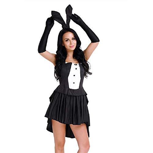 LoveLegis Ilusionista mago sexy conejito disfraz juegos de prestigio - mujer niña - disfraz - carnaval - halloween - cosplay - accesorios - color blanco y negro - talla xl