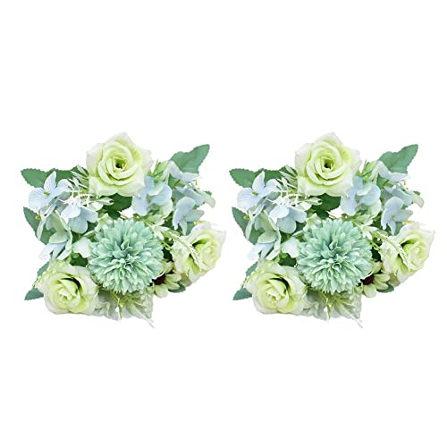PLGEBR Ramo de flores artificiales, 2 piezas de flores de seda falsa para decoración del hogar, centros de mesa, decoración para bodas, ramos, manualidades