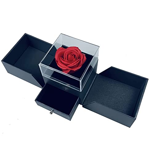 Ruiqas Caja de regalo preservada con cajón encantado rosa flor joyería caja de regalo para novia madre esposa
