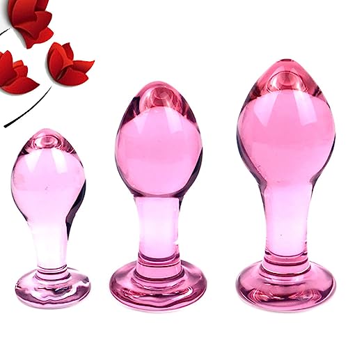 Plùg, juego de 3 tapones de cristal rosa