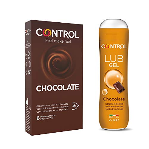 Control Mix preservativos y lubricante Chocolate, Caja de 6 condones dulce placer de chococalate, Lub Chocolate, base acuosa, aroma a chocolate, 75 ml