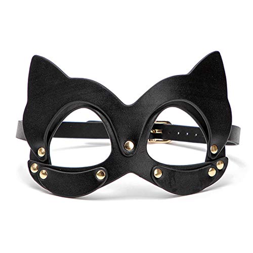 Antifaz de Cuero S-M Mask Accesorios de Vestuario Máscaras Ajustables para Hombres Mujeres con Los Ojos Vendados (black)