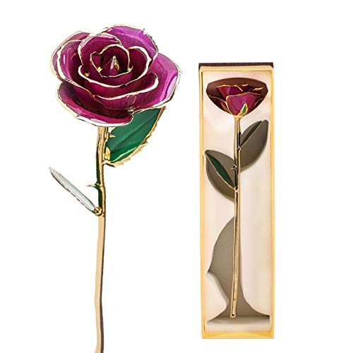 Shipenophy Rosa con Adornos Bañados En Oro Rosa Preservada Tallo Largo Rosa Real Bañada En Oro De 24 K Flores De Rosa Preservadas para Siempre Duraderas Personalizados para Mujeres En Cump