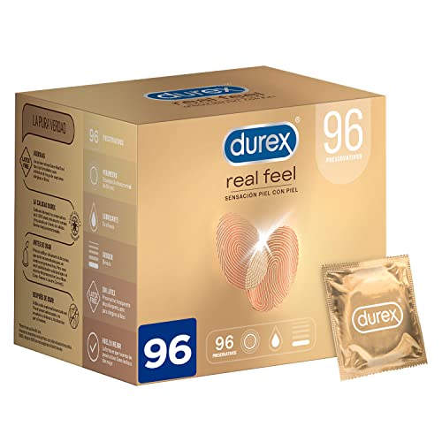 Durex Real Feel - Preservativos Sensitivos sensación piel con piel, 96 condones