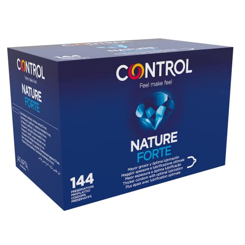 Control Nature Forte Preservativos - Caja de condones extra fuertes, 144 unidades (pack extra grande), Gama placer natural, lubricados, óptima adaptabilidad