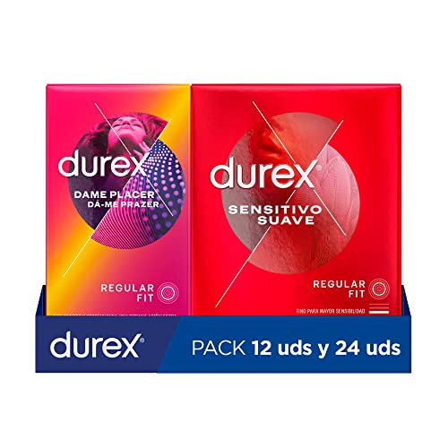 Durex Preservativos Sensitivo Suave 24 unidades + Durex Dame Placer Con Puntos y Estrías 12 unidades