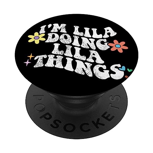 Retro Groovy, soy LILA haciendo cosas divertidas para el Día de la Madre PopSockets PopGrip Intercambiable