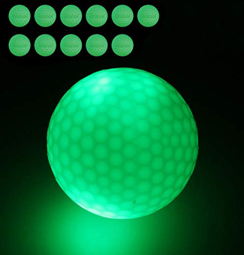 FHD 12 Piezas Pelotas de Golf Nocturnas, Pelota de Golf Fluorescente Luminosa para Torneos con Mejor Golpe, SIN LED en el Interior Golpea la Pelota más de 1000 Veces (12)