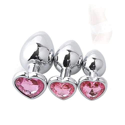 Inserción y extracción del cuerpo de piedras preciosas en forma de corazón de acero inoxidable de varios tamaños (rosa)