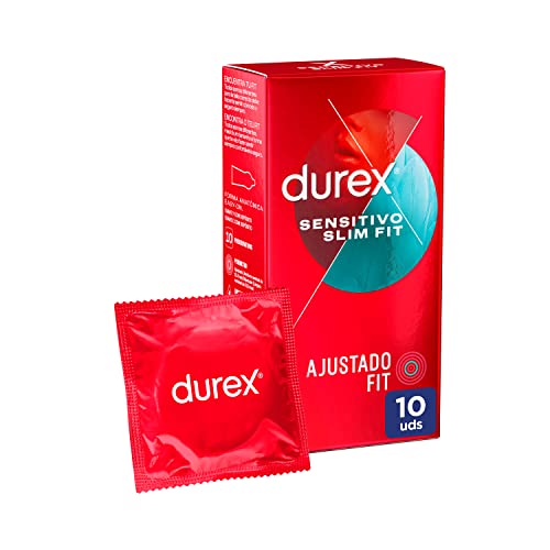 Durex Preservativos Sensitivo Slim Fit, Fino para Mayor Sensibilidad, 10 condones Talla Pequeña